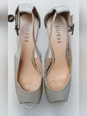 GUESS Taupe Open-Toe Slingback Heels Size 8.5